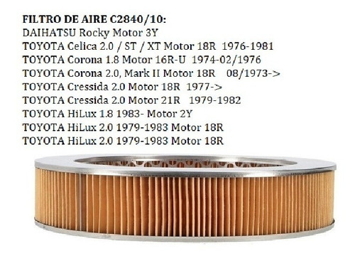 Filtro De Aire C2840/10 Daihatsu Rocky 1780134070 1780144020