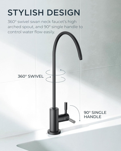 Grifo De Agua Potable Negro Para Fregadero De Cocina, Grifo