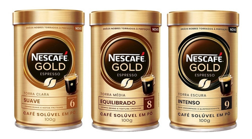 3 Café Solúvel Nescafé Gold Intensidade 8 100 G Liofilizado