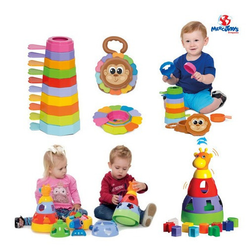 Kit De Brinquedos Educativos Empilha Baby E Girafa Didática