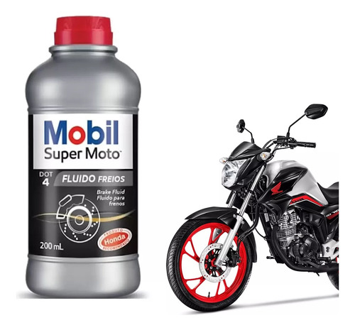 Fluido De Freio Dot 4 200ml Mobil Xre Fazer Hornet Xj6 Titan