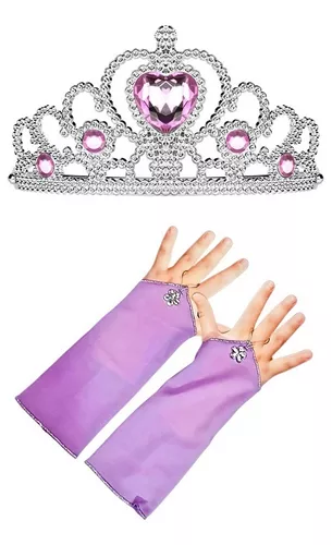 Vestido Festa Princesa Sofia Lilas Com Coroa Luvas E Tiara