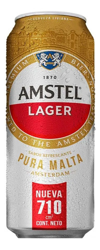 Cerveza Amstel Lager Lata 710cc Pack X 12u
