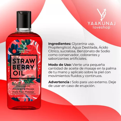 Aceite Comestible Para Masaje Straw Berry Oil Yaakunaj 60ml