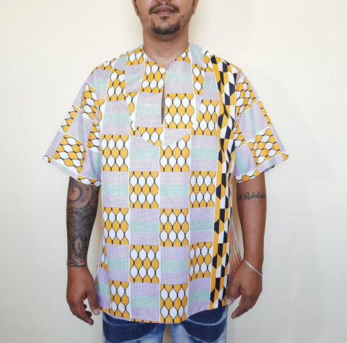 Imagem 4 de 5 de Blusa Camisa Bata Masculina Tecido Ronald
