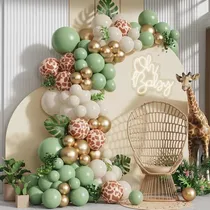 Comprar Arco De Globos Jungla Safari Verde Oliva Baby Showers