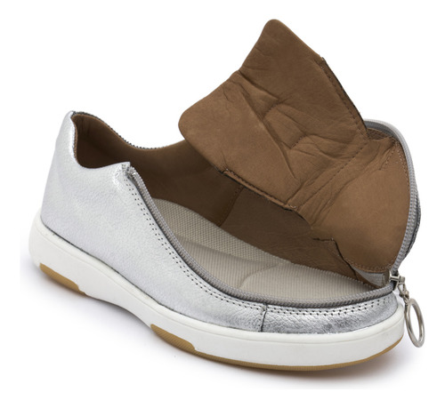 Zapatilla Mujer Apertura Total Frontal Plata