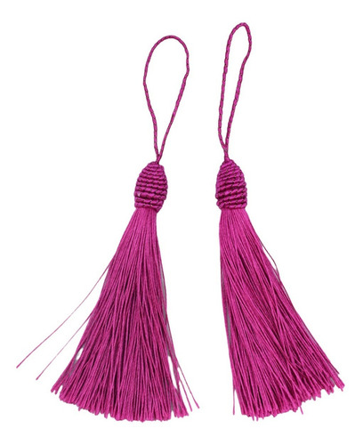 Pingente Tassel 9cm Poliéster Franjas 100un Varias Cores Cor Rosa