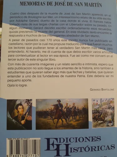 Memorias De José De San Martin Biografía Historia Argentina