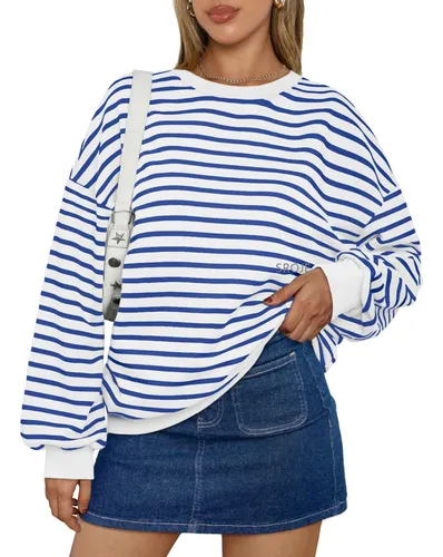 Sudadera Con Capucha A Rayas Con Cuello Redondo