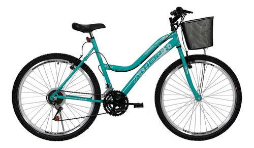 Bicicleta De Passeio Adulta Athor Bikes Musa Aro 26 Feminina Bike Com Cestão 18 Marchas Freio V-break Cor Verde Retrô Com Descanso Lateral Aro Aero Color Câmbios Atr 2022 Quadro 18