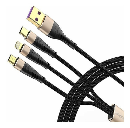 Cable 3 En 1 Datos Carga Rápida Para iPhone Tipo C Micro Usb
