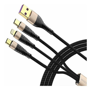 Cable Multiple 3 En 1 Carga Rápida iPhone Tipo C Micro Usb