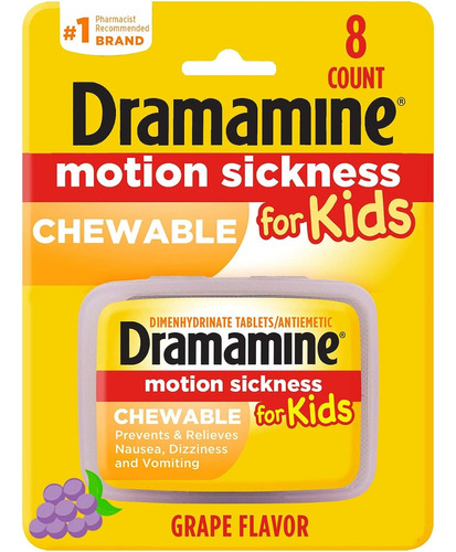 Dramamine Infantil  Motion Sickness Relief Uva 8 Tabletes