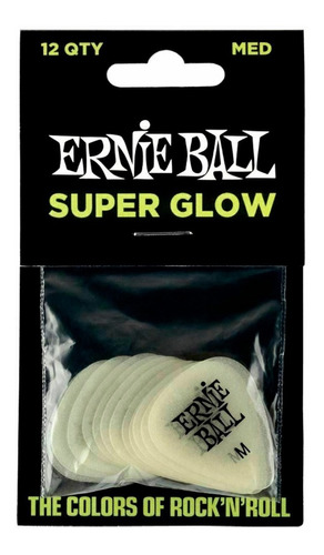 Paquete De Puas Ernie Ball Super Glow Medium 12-pack 9225