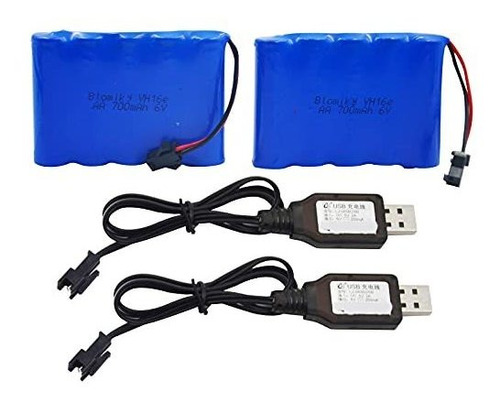 Blomiky 2 Pack 6.0v 700mah Ni-cd Aa Batería Recargable Y 2 C