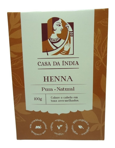 01 Henna Hena Natural Original Pura Indiana Casa Da Índia