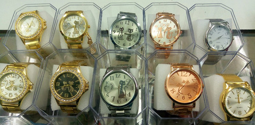 Kit C/60 Relógios Feminino Dourado Caixas Atacado Fr. Gratis
