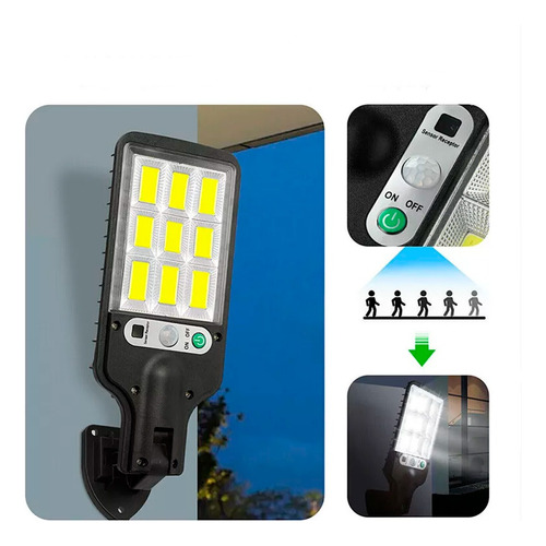 Lámpara Solar Led Pared Sensor Movimiento Intensidad Smart