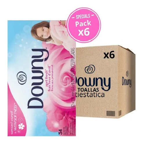 Downy Toallas Antiestaticas April Fresh - Pack X6