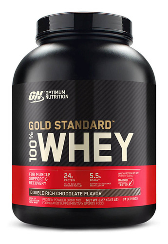 Suplemento en polvo Optimum Nutrition  Proteína Gold Standard 100% Whey proteína sabor double rich chocolate en pote de 2.27kg