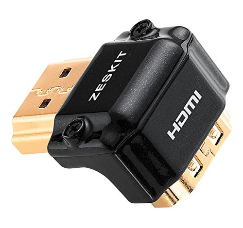 Zeskit Adaptador Hdmi Macho A Hembra Angulo Recto, Aleacion