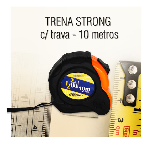Imagem 2 de 6 de Trena Manual Premium Métrica 10 Metros Srong Freio Multiuso