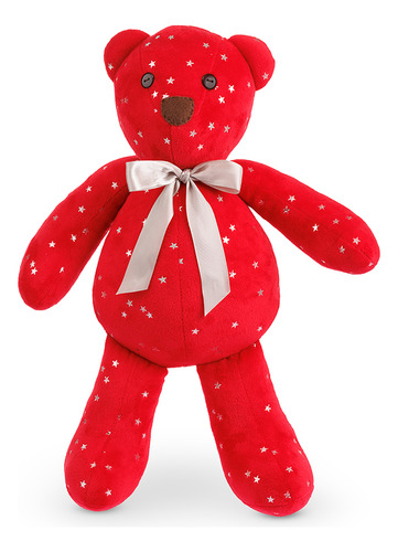 Oso De Peluche Decorativo Navideño 17 Cm | Sueños De Navidad Color Rojo Con Estrellas