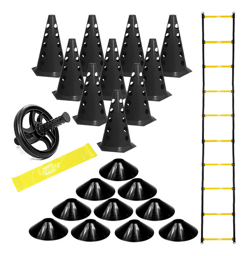 10 Cones Furados + 10 Pratos + Escada + Roda + Mini Band 