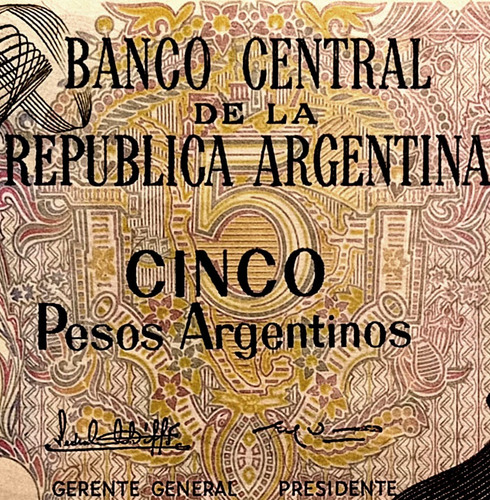 Billete Antiguo 5 Pesos Argentinos 1983-1985 (Usado)
