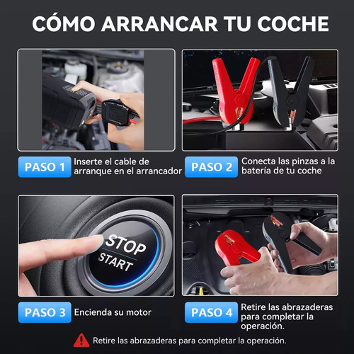 Compresor Inflador Llantas Portatil y Arrancador De Coche 2 en 1, Bomba De Aire Inalambrica Para Inflar Llantas De Auto Y Motocicleta 150PSI Tendtudo Rapido+