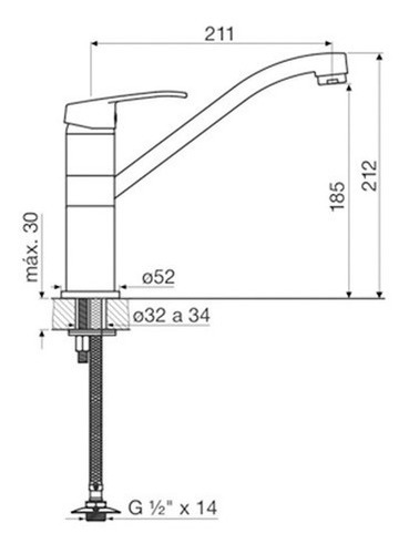 Griferia Cocina Fv Monocomando Arizona Cromo 411.02/b1