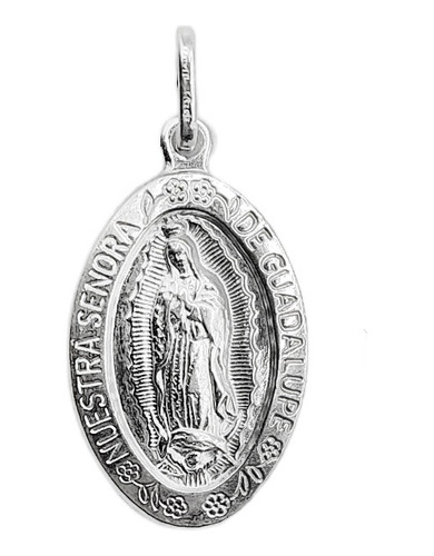 Dije Medalla Virgen De Guadalupe, Grande En Plata 925 