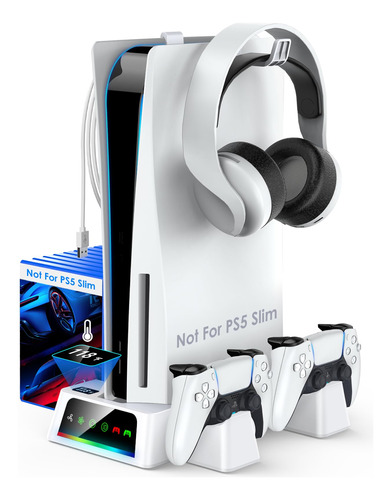 Base Vertical Para Playstation 5 Cooler Cargador - Blanco