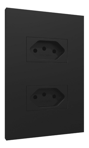 Tomada Dupla 20a 4x2 Preto Fosco Recta Satin Blux Com Placa