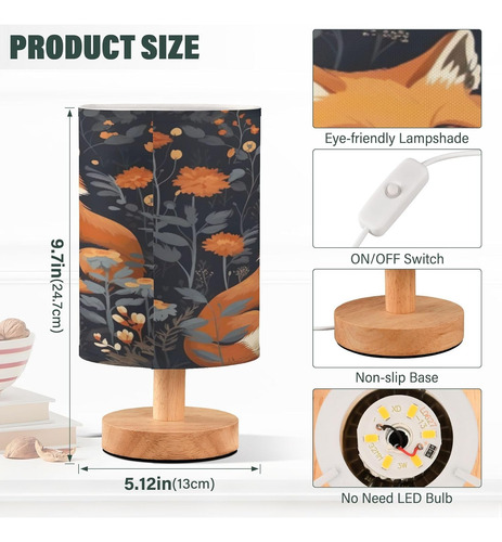 Lámpara De Mesa Led Minimalista Con Tela De Lino