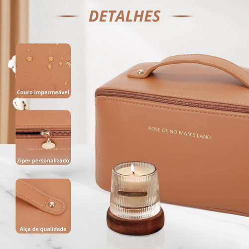 Necessaire Feminina Maquiagem Viagem Bolsa Organizador Couro