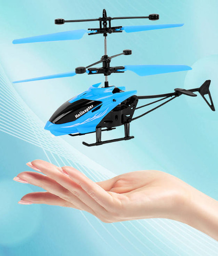 Helicóptero Drone De Control Remoto Recargable Con Led Color Azul,helicoptero Control Remoto