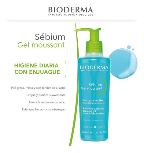 Bioderma Sébium Gel Moussant Gel Limpiador Purificante 200ml