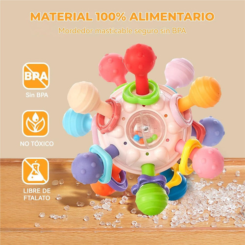 Sonajero Masticar Juguetes, Goma Dental Montessori Juguetes