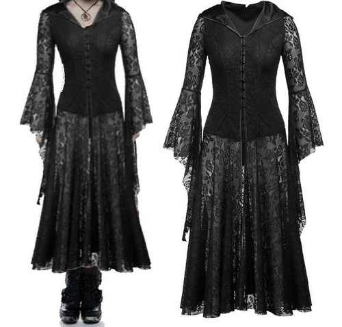 Vestido Medieval Retro Gótico Encaje Femenino 2022