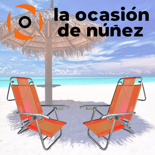 Reposera Sillon 5 Posiciones Aluminio Silla Baja Playa X 2 U