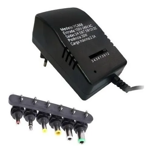 Imagen 1 del producto Adaptador De Corriente Universal 30w Regulable De 3v A 12v Negro