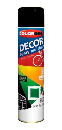 Spray Colorgin Decor Preto Fosco 360ml 8711 C361968