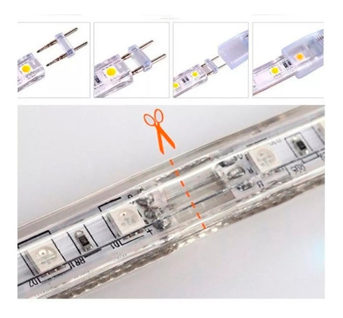 Mangueira Led  Chata 30 Metros Branca Quente 110v+conector