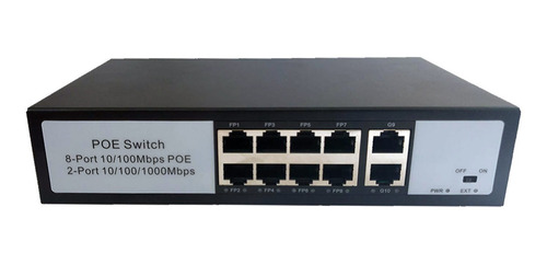 Switch Poe 8 10/100 + 2 Puertos 10/100/1000 Cctv Pctecno