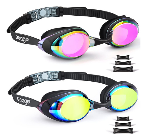 Antiparras de natación polarizado Seago Gogles de natación profesionales con protección UV 2 pzas color azul y rosa