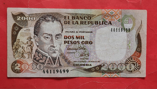 Billete Dos Mil Pesos 1992.