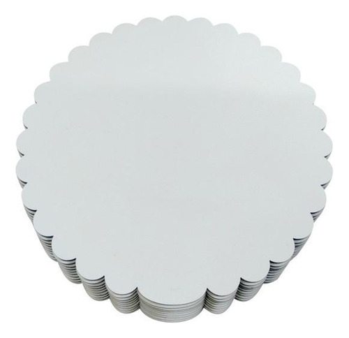 Cake Board Em Mdf 3mm Redondo 30cm Branco Kit 10 Un.