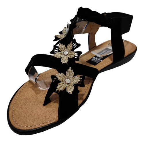 Huarache Sandalia Flores Diagonal Suave Artesanal Dedo